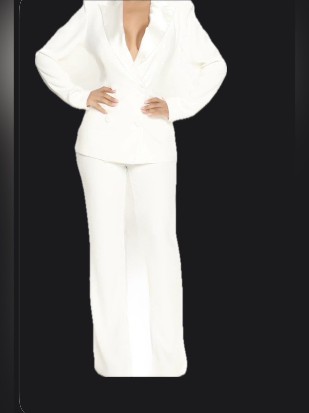 NWOT🔥Classic White Double-Breasted Women’s Suit Jacket & Trousers